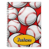 Carnet Nom du motif de base-ball rouge et jaune (Devant)