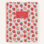 Carnet Nom du Motif de fraise d'été personnalisé (Devant)