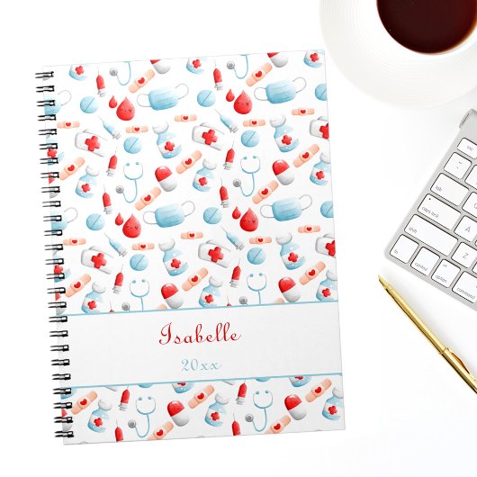 Carnet Nom du Motif Médicale Monogram Nurse