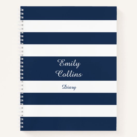 Carnet Nom du Motif Modern Blue Stripes (Devant)