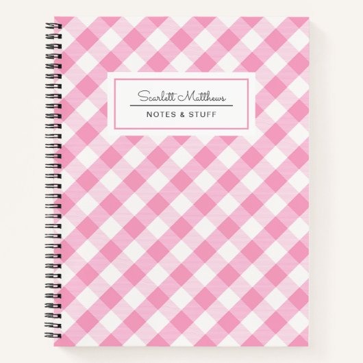Carnet Nom du Motif rose En vichy plaid (Devant)