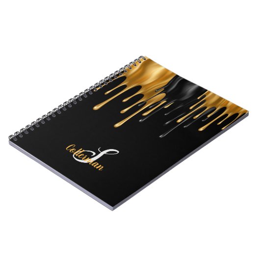 Carnet Nom du script de la peinture noire et or (Côté gauche)