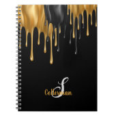 Carnet Nom du script de la peinture noire et or (Devant)