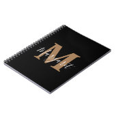 Carnet Nom du script de monogramme en or noir classique (Côté gauche)