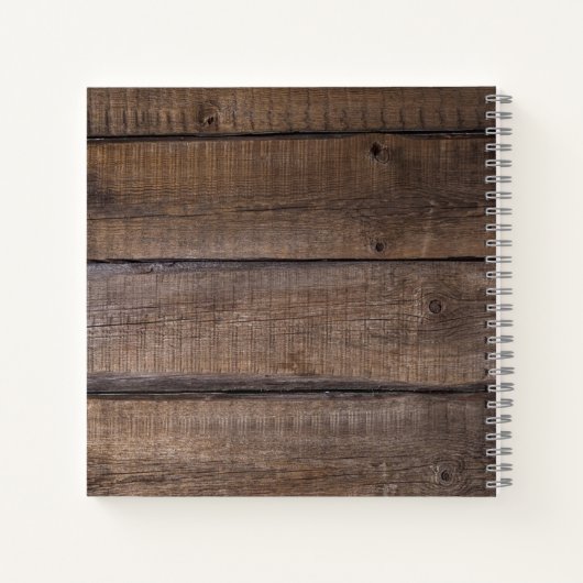 Carnet Nom du script de Motif de bois monogramme rustique (Dos)