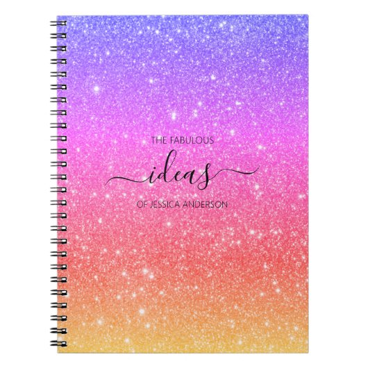 Carnet Nom du script de parties scintillant arc-en-ciel m (Devant)