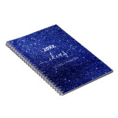Carnet Nom du script de parties scintillant bleu moderne (Côté Droit)