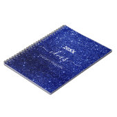 Carnet Nom du script de parties scintillant bleu moderne (Côté gauche)