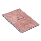 Carnet Nom du script de parties scintillant rose vif mode (Côté Droit)
