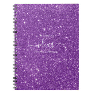 Carnet Nom du script de parties scintillant violet modern