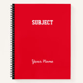 Carnet Nom du script d'objet personnalisé Simple Red (Devant)