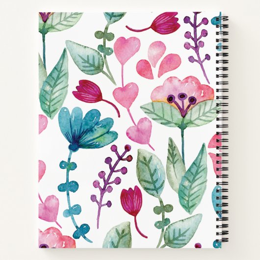 Carnet Nom du script du monogramme de l'aquarelle personn (Dos)