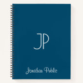 Carnet Nom du script Modèle Monogram Ocean Blue Sofcover (Devant)