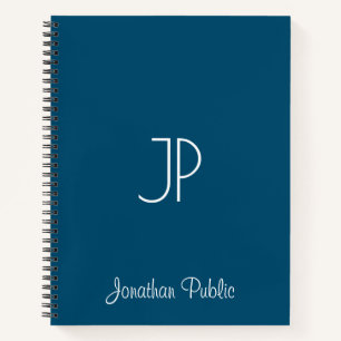 Carnet Nom du script Modèle Monogram Ocean Blue Sofcover
