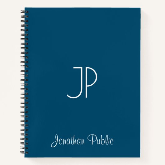 Carnet Nom du script Modèle Monogram Ocean Blue Sofcover (Devant)