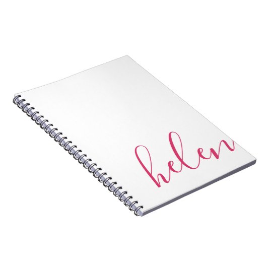 Carnet Nom du script Moderne Personnalisé en rose (Côté Droit)