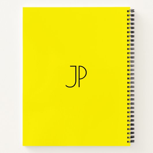 Carnet Nom du script Monogramme initial brillant jaune (Dos)