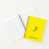 Carnet Nom du script Monogramme initial brillant jaune (Intérieur)
