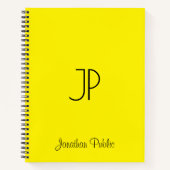 Carnet Nom du script Monogramme initial brillant jaune (Devant)