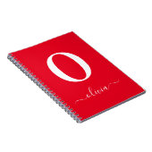 Carnet Nom du script Monogramme Personnalisé Rouge Et Bla (Côté Droit)