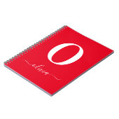 Carnet Nom du script Monogramme Personnalisé Rouge Et Bla (Côté gauche)
