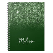 Carnet Nom du script Ombre Parties scintillant verte Emer (Devant)