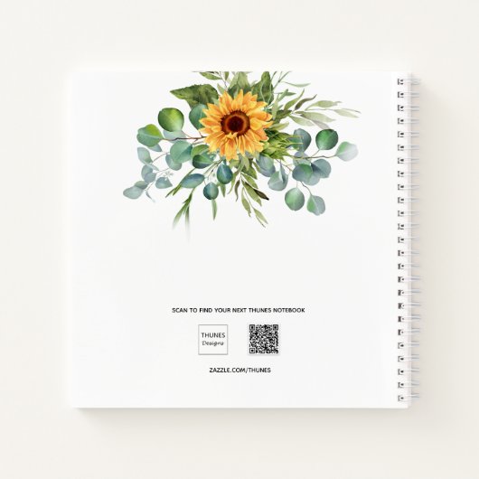 Carnet Nom du script vert de l'eucalyptus de tournesol (Dos)