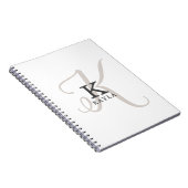 Carnet Nom élégant avec Monogramme de calligraphie sur bl (Côté Droit)