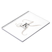 Carnet Nom élégant avec Monogramme de calligraphie sur bl (Côté gauche)