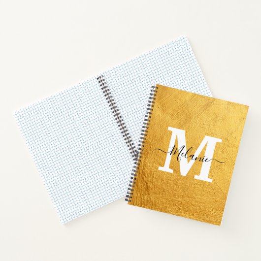 Carnet Nom élégant du monogramme d'or noir (Intérieur)