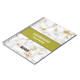 Carnet Nom élégant et fonctionnel Personnaliser Marbre Bl
