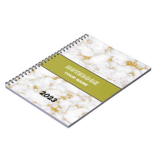 Carnet Nom élégant et fonctionnel Personnaliser Marbre Bl (Côté gauche)