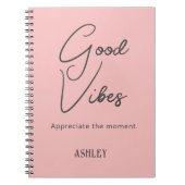 Carnet Nom, Élégant Good Vibes Espagnol Rose Spiral (Devant)