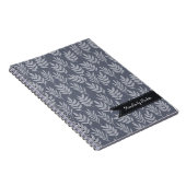 Carnet Nom élégant Moderne Ardoise Gris Feuille Motif (Côté Droit)