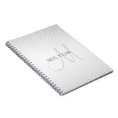 Carnet Nom élégant Monogramme & fines rayures grises ombr (Côté Droit)