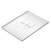 Carnet Nom élégant Monogramme & fines rayures grises ombr (Côté gauche)