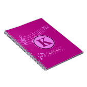 Carnet Nom élégant personnalisé Monogram Letter Music Sch (Côté Droit)