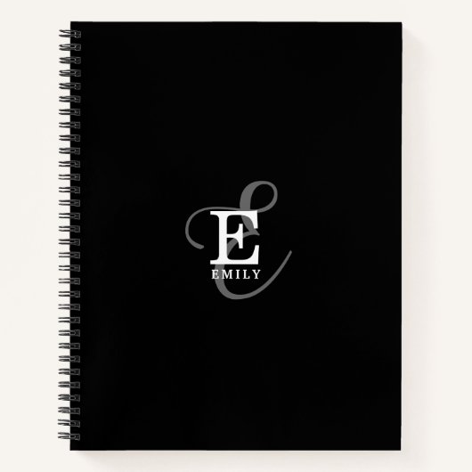 Carnet Nom élégant unique et typographie de monogramme No (Devant)