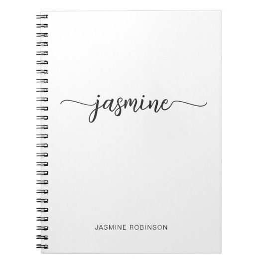 Carnet Nom en écriture cursive avec monogramme de fille m (Devant)