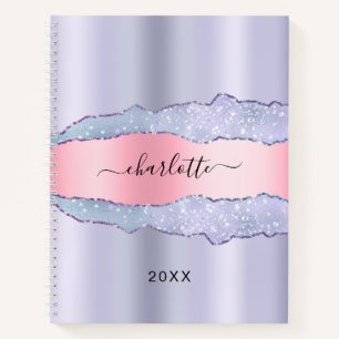 Carnet Nom en marbre rose violet