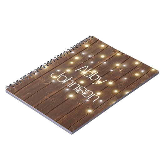 Carnet Nom et chaîne de lumière sur chêne (Côté gauche)