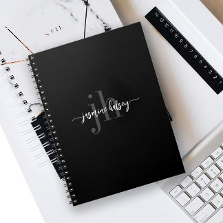 Carnet Nom et initiales minimalistes simples de style noi