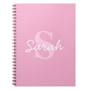 Carnet Nom et monogramme curieux à l'air mignon   Rose