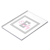 Carnet Nom et monogramme encadrés| Gris clair et rose (Côté gauche)