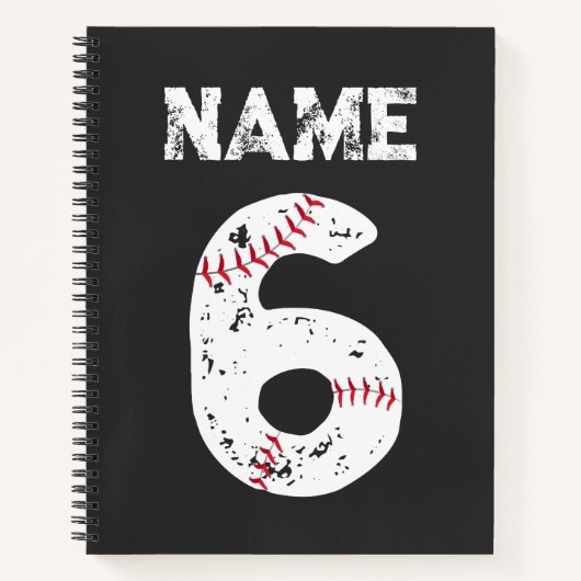 Carnet Nom et numéro 6 Baseball, Baseball (Devant)