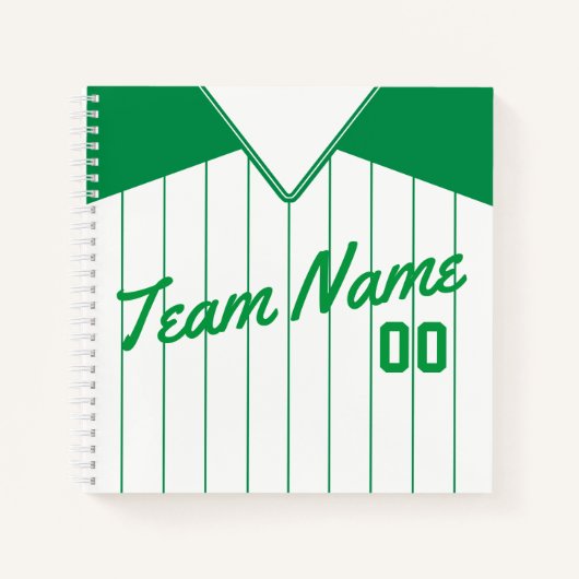 Carnet Nom et numéro de baseball Softball Green Jersey (Devant)