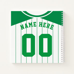 Carnet Nom et numéro de baseball Softball Green Jersey