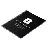 Carnet Nom et slogan commercial modifiables | Noir et bla (Côté gauche)