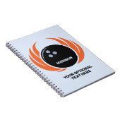 Carnet Nom et texte personnalisés Boule de Bowling avec f (Côté Droit)