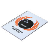 Carnet Nom et texte personnalisés Boule de Bowling avec f (Côté gauche)